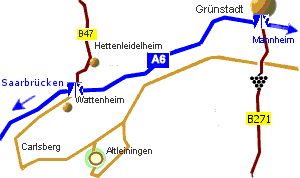 Altleiningen. Rheinland-Pfalz. A6: Saarbrcken-Kaiserslautern-Mannheim 